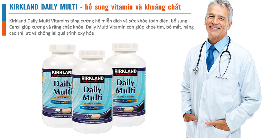 KirkLand Daily Multi Vitamin giúp bổ sung vitamin và khoáng chất thiết yếu