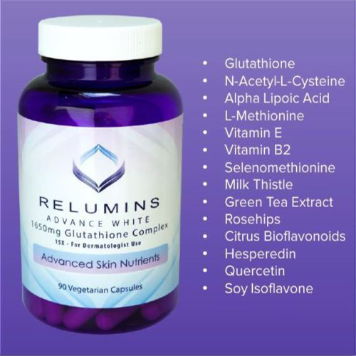 relumins advance white 1650mg glutathione complex